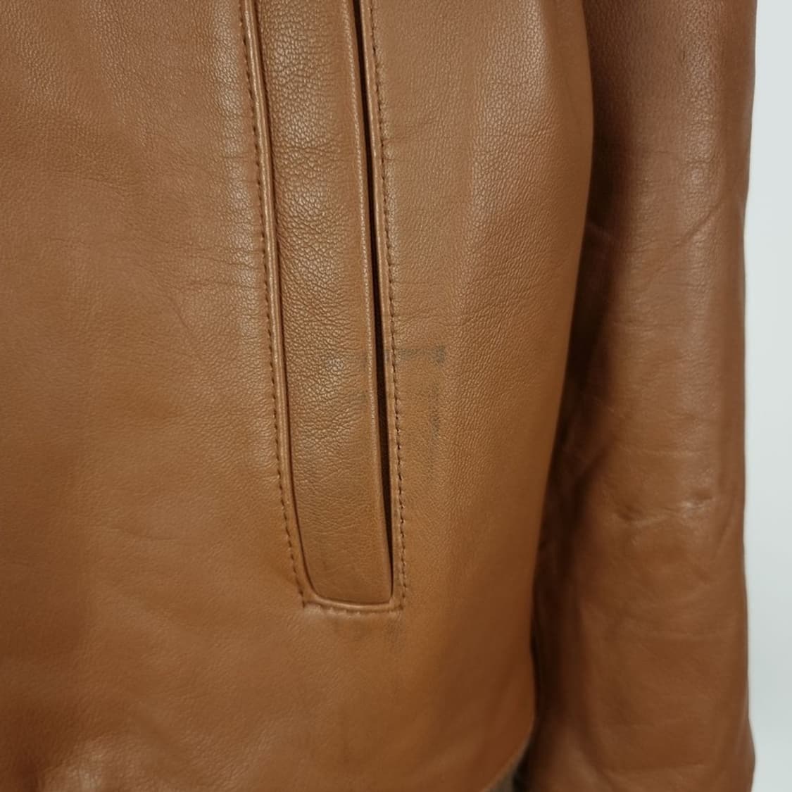 [빈티지] 리얼 쉽스킨 양가죽 블루종 레더 자켓 브라운 M19403 상품이미지8