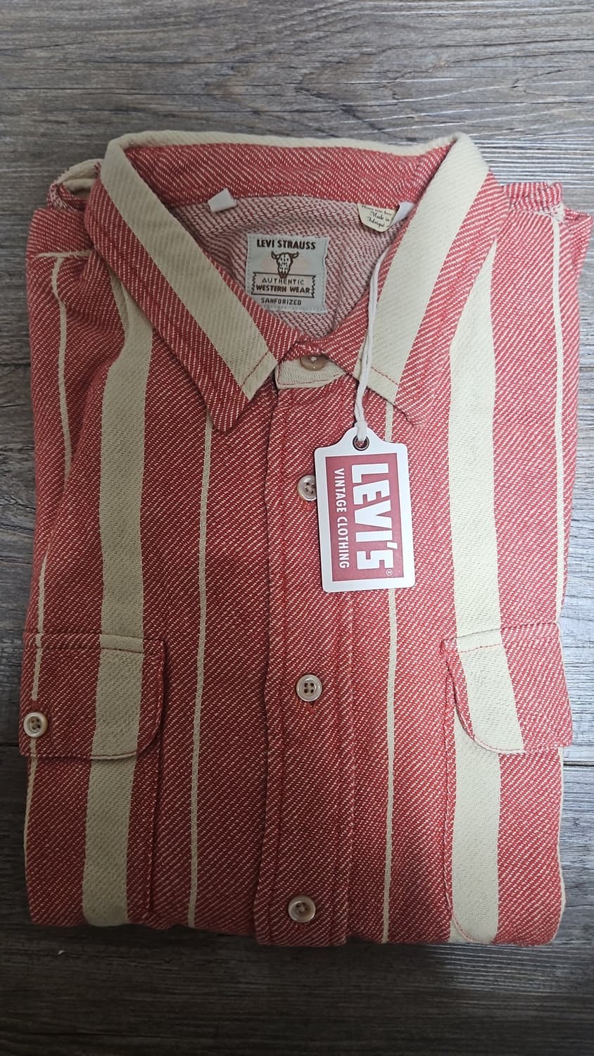 리바이스 LVC 1950'S 숏혼 셔츠 롱보드 레드 S 상품이미지3