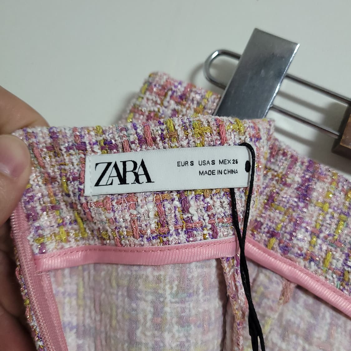 (S) 새상품 ZARA 자라 트위드 미니 스커트 핑크 상품이미지4