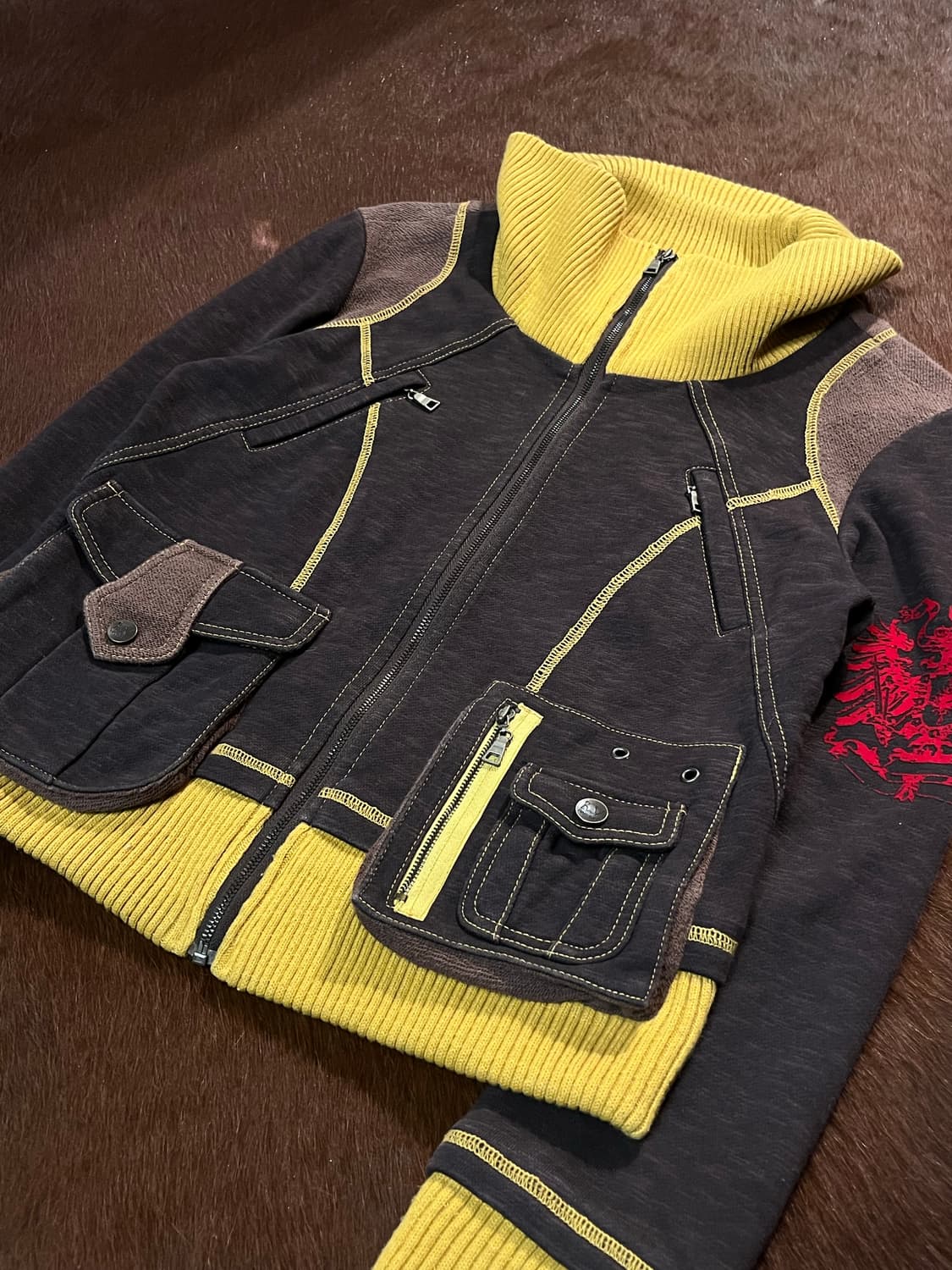 빈티지 하이넥 배색 자켓 상품이미지6