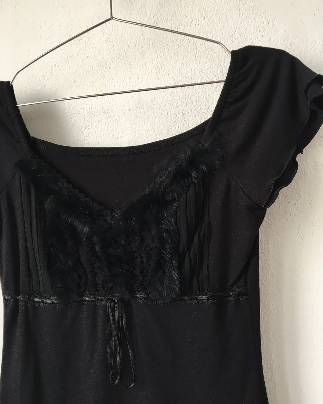 Fur trimming frill t shirt 상품이미지5