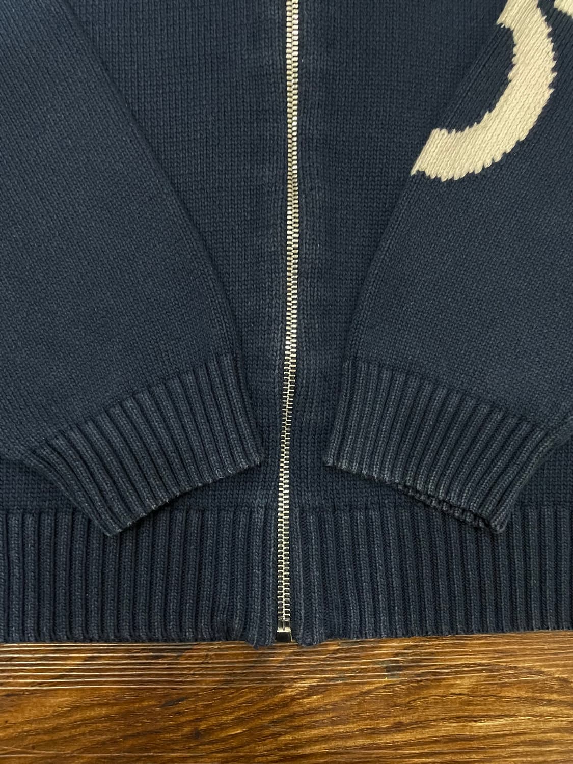 겐조 딥 블루 지퍼 업 드로스트링 니트 후드 집업 상품이미지5