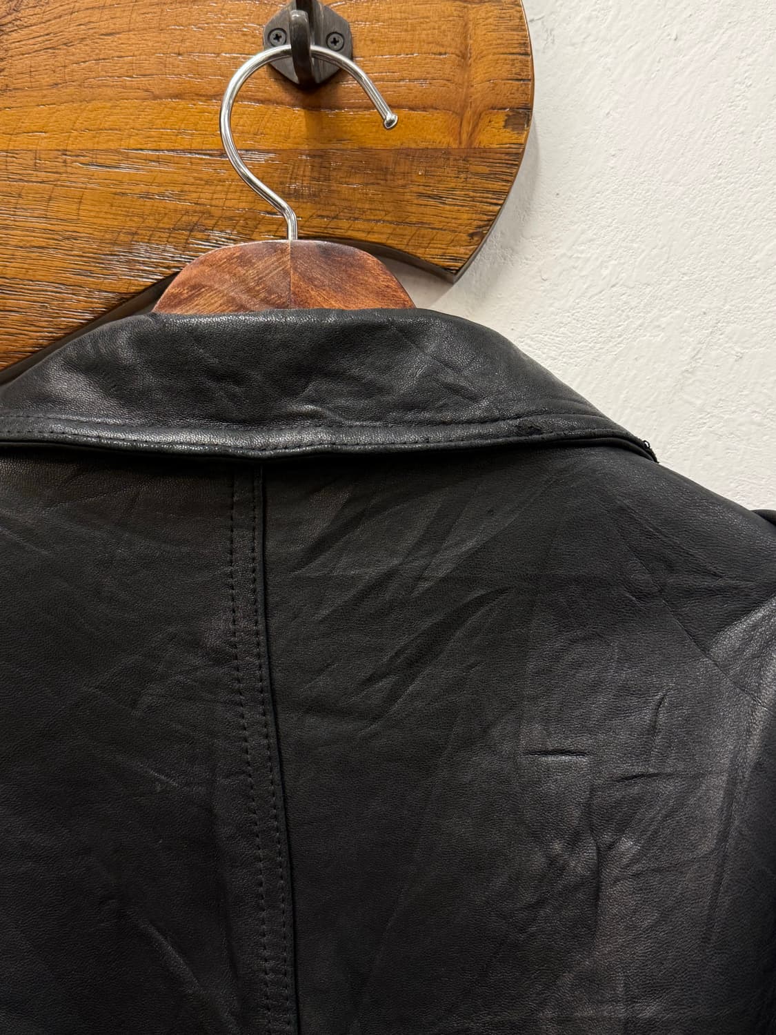 L) Sheepskin Padded Leather Bomber Jacke 상품이미지6