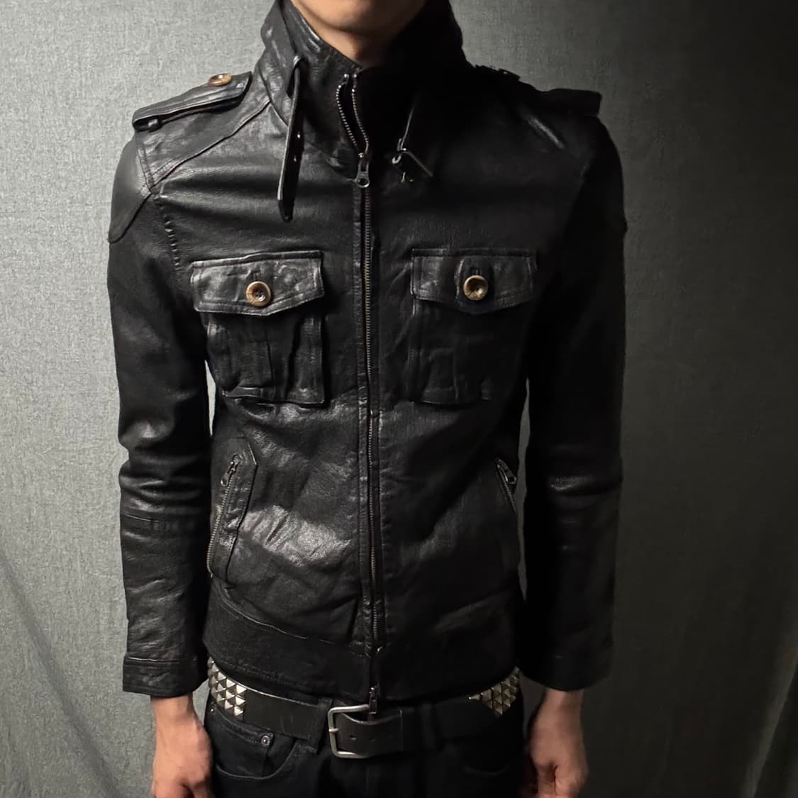 goat skin pocket leather jacket 상품이미지4