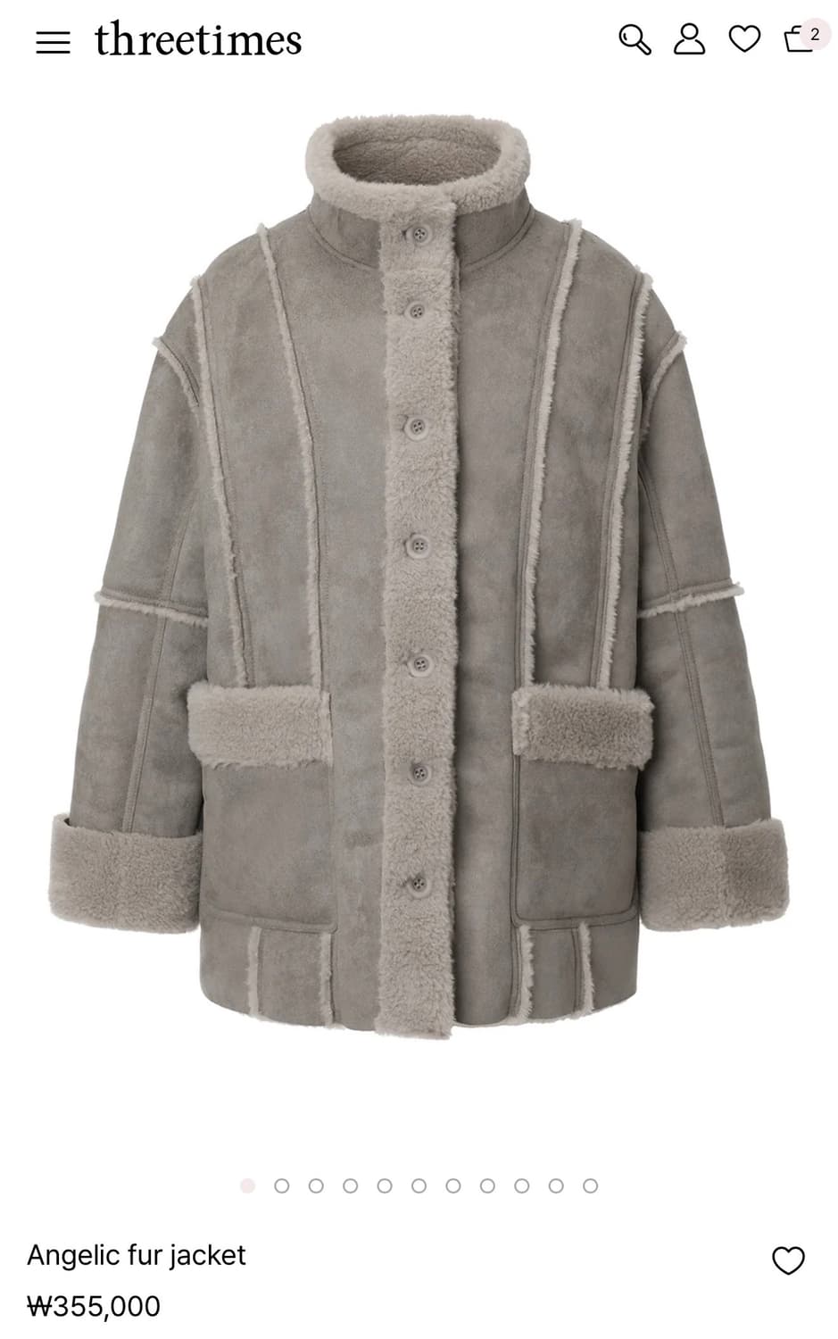 쓰리타임즈 무스탕 애쉬그레이 상품이미지4