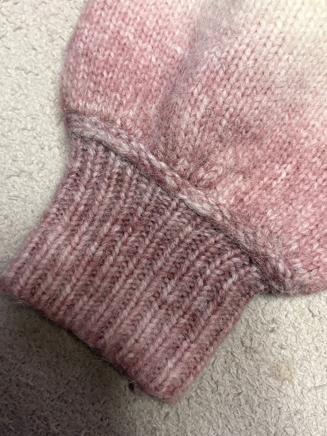 빈티지 모리걸 핑크 아이보리 그라데이션 컬러믹스 오버핏 가디건 상품이미지4