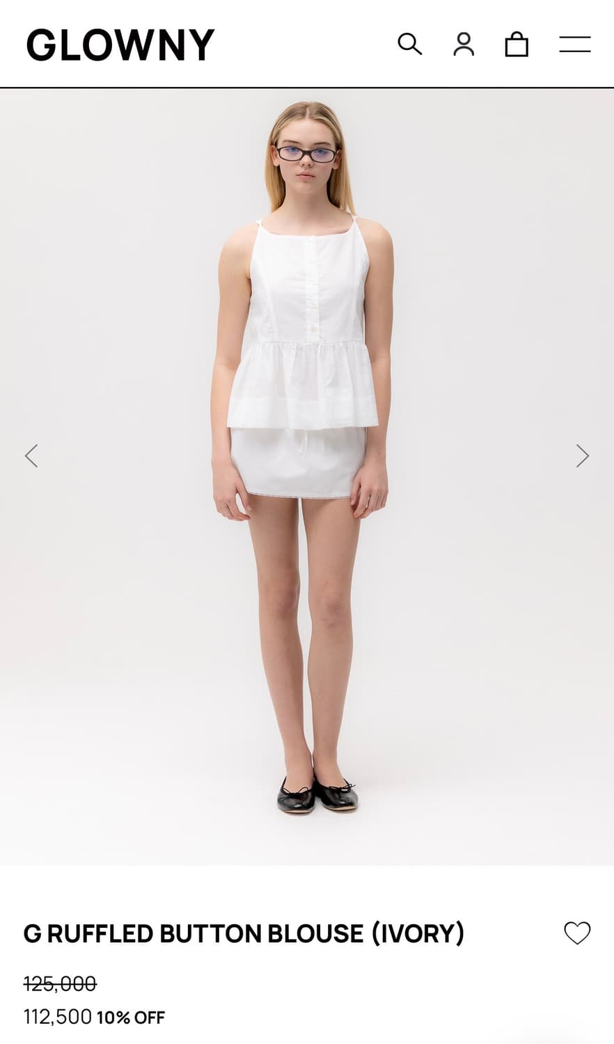 글로니 G RUFFLED BUTTON BLOUSE (IVORY) 상품이미지8