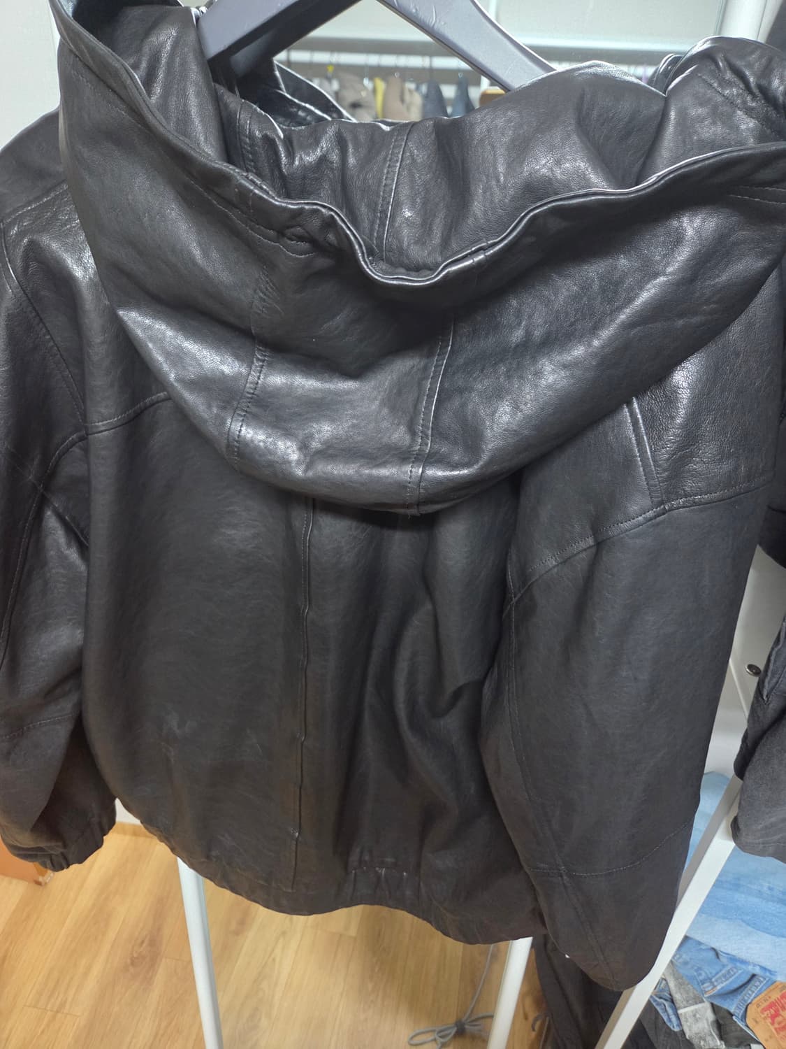 4) 해칭룸 레더 후드 자켓 상품이미지2