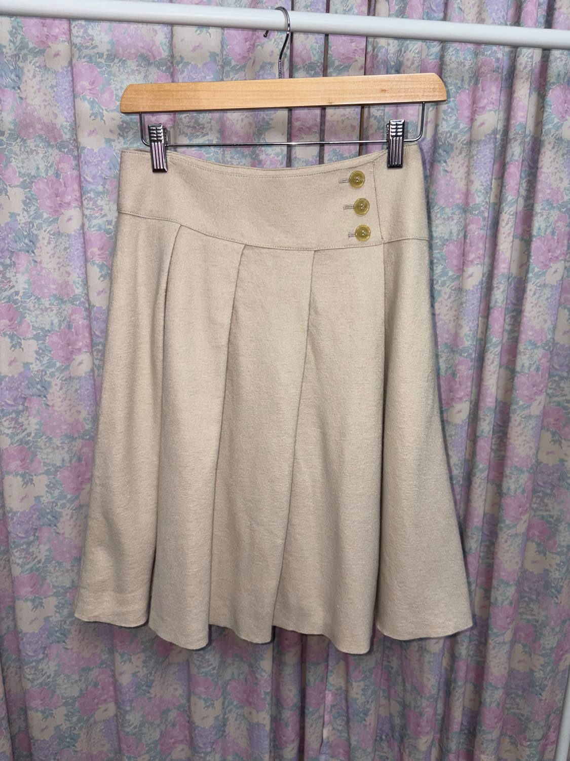 아이보리 울 미디 스커트 상품이미지6