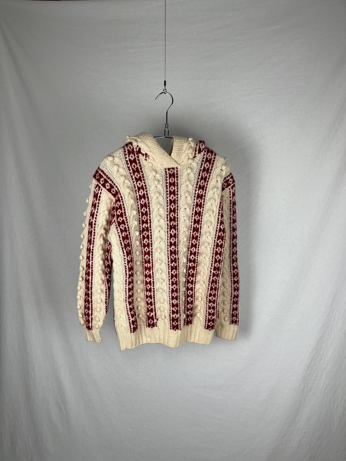 Vintage 헨드메이드 울 니트 후드티 상품이미지1