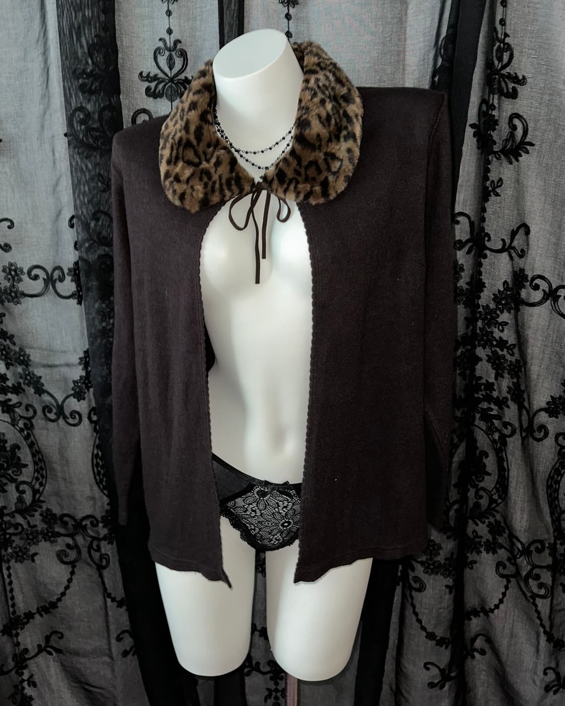 Leopard Neck Collar Cardigan 상품이미지2