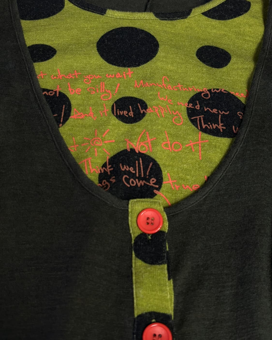 (이체시에눌) 일본 모리걸 갸루 도트 레터링 디테일 바선생 레이어드긴팔티 상품이미지3