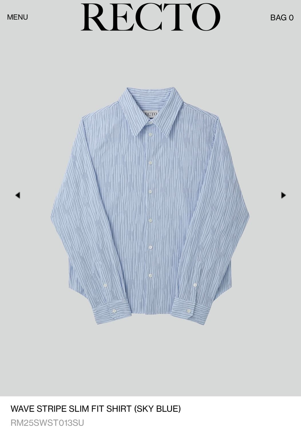렉토 / 웨이브 스트라이프 슬림핏 셔츠 / L 상품이미지1