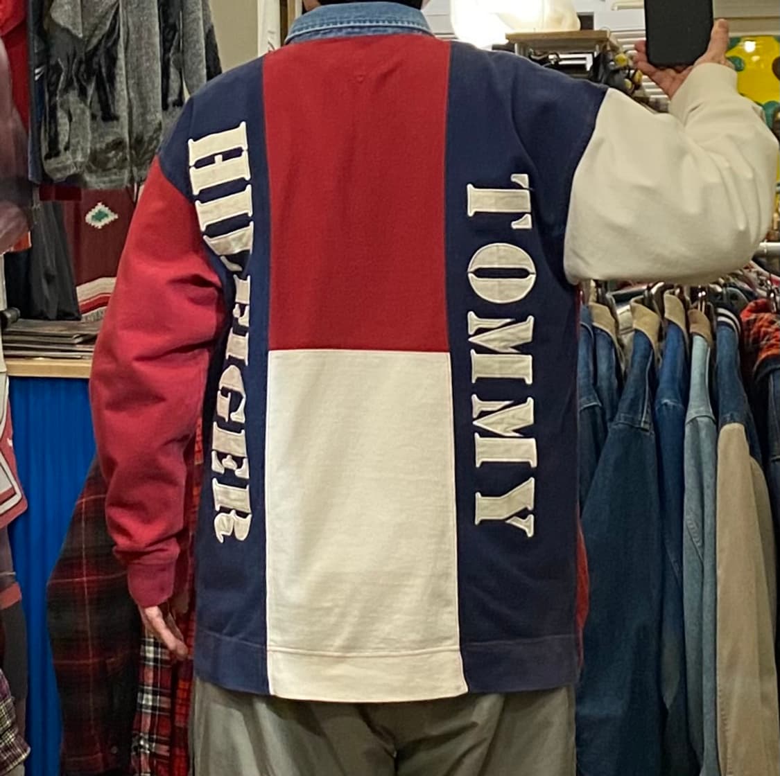 대장급)90s USA 타미힐피거 올드스쿨 빅로고 럭비티 상품이미지3