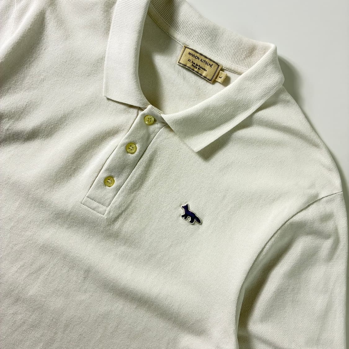 Maison kitsune  메종키츠네 네이비폭스 패치 화이트 카라 반팔 상품이미지2