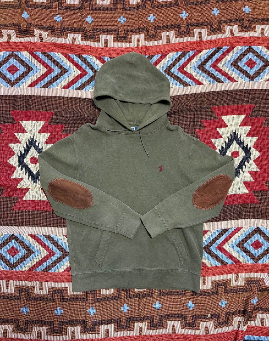 L) 폴로 랄프로렌 팔꿈치 패치 후드티 카키 상품이미지1