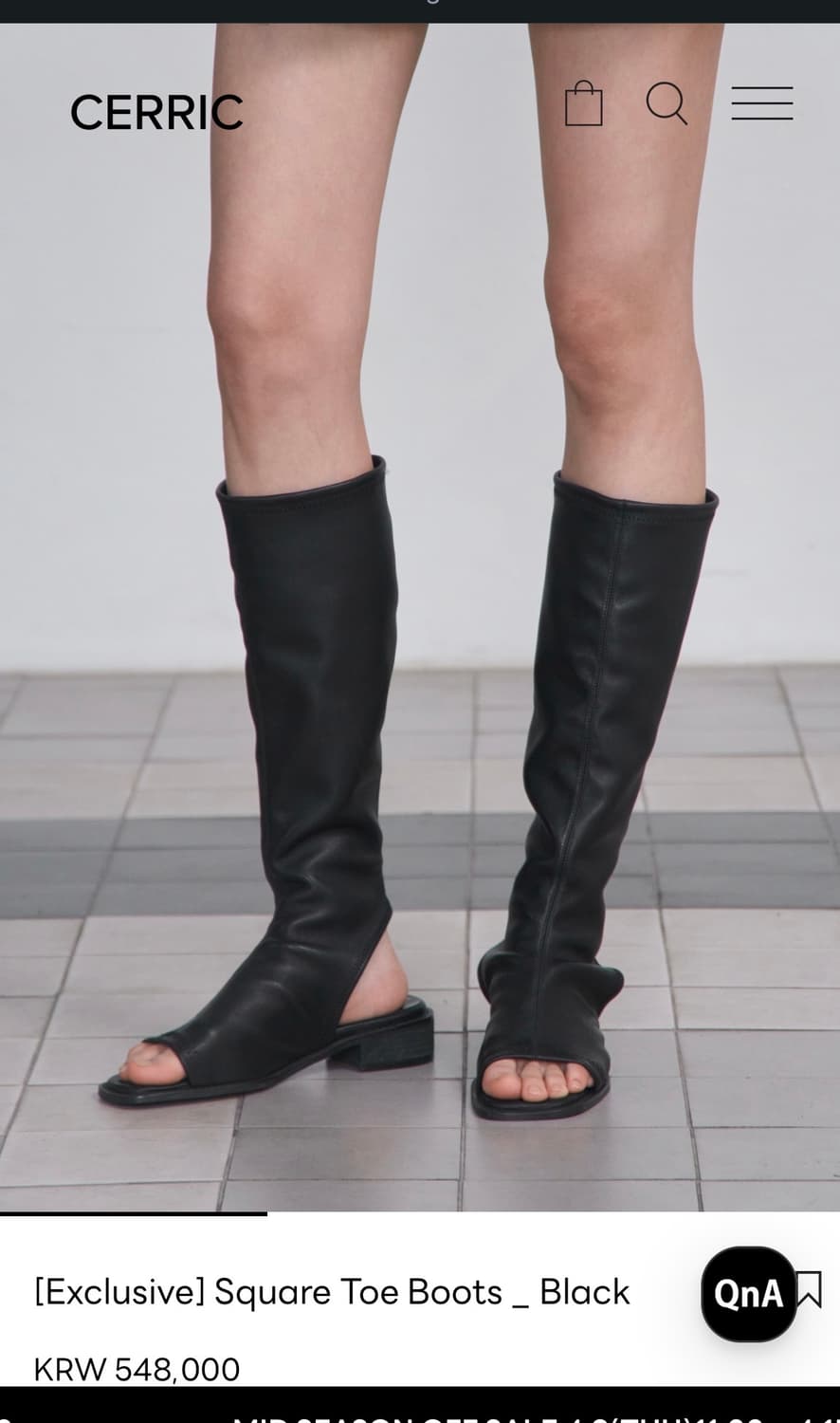 CERRIC 스퀘어토 롱부츠 블랙 상품이미지1