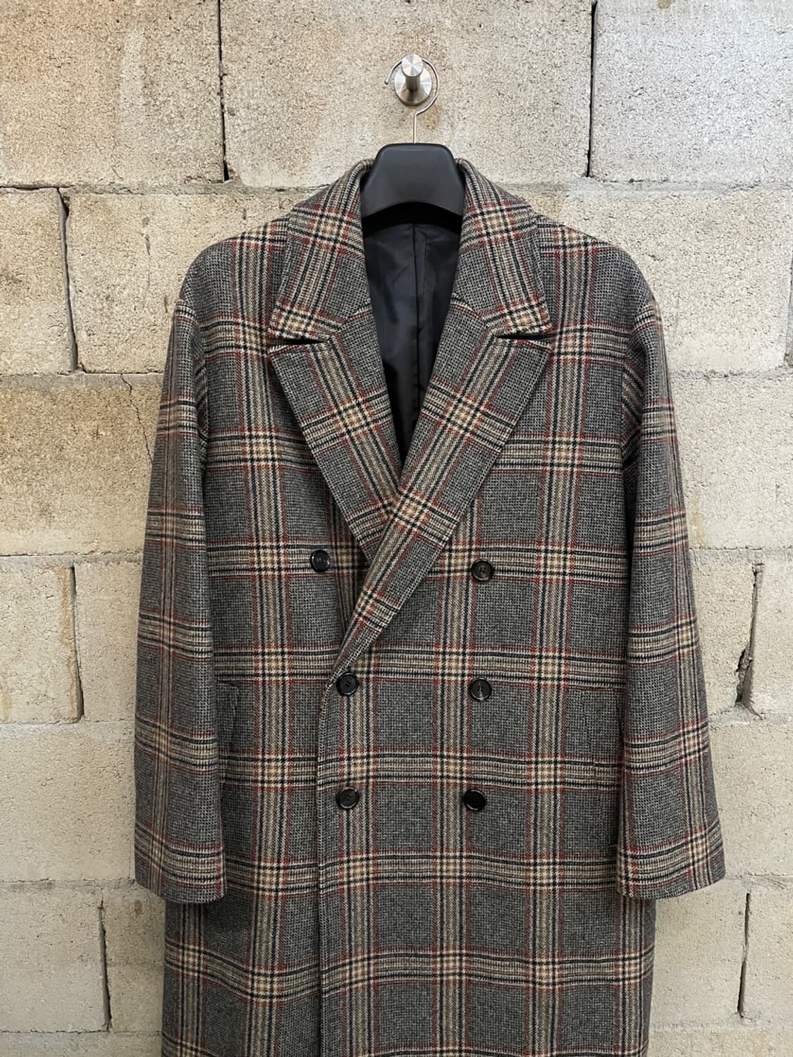 쿠어 체크 더블 롱 코트  상품이미지2