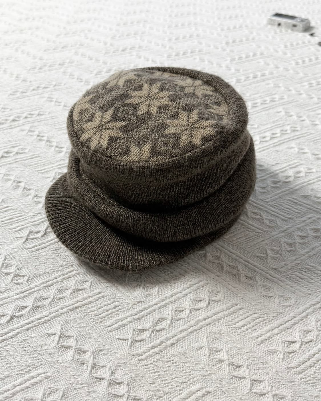 울 혼방 스노우 플레이크 패턴 니트 캡 상품이미지6