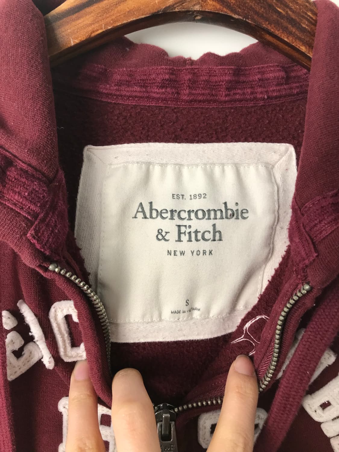 아베크롬비 y2k 와투케 버건디 딱붙 후드집업 상품이미지6