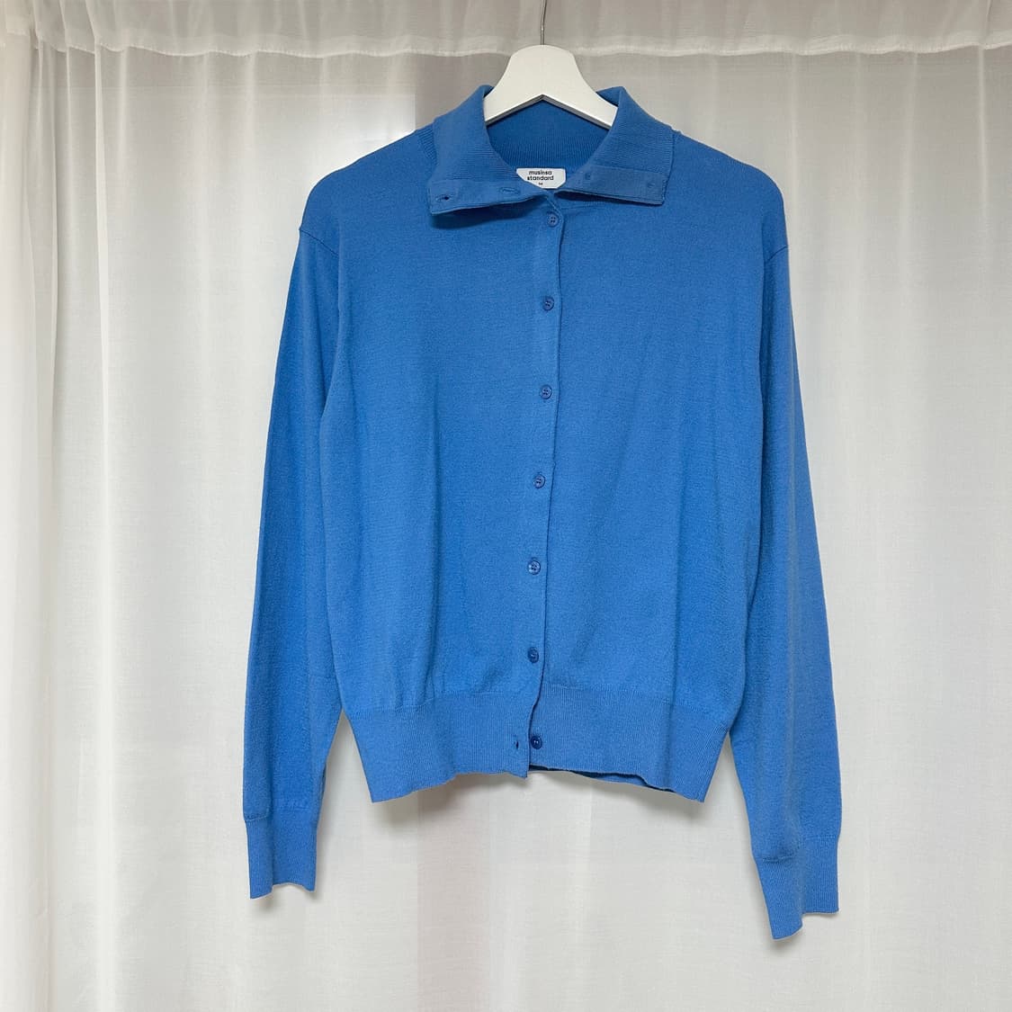 무탠다드 우먼즈 에센셜 하이 넥 가디건 [블루] - M 상품이미지3