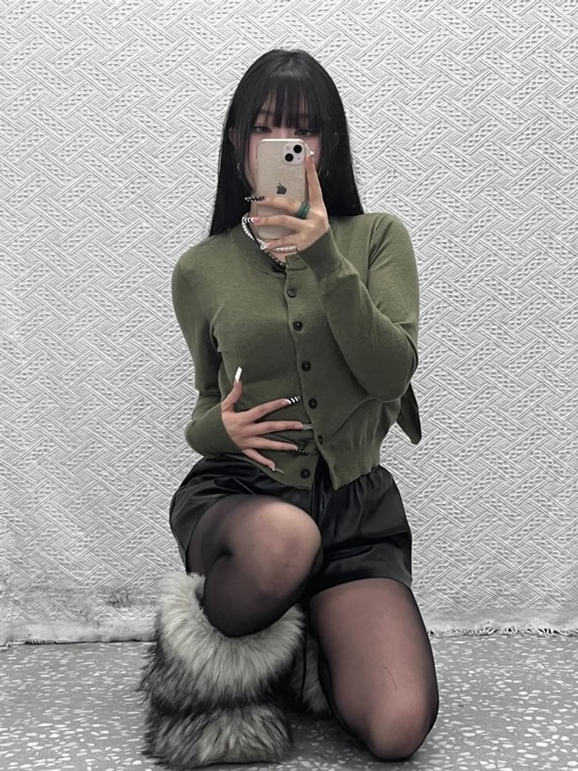 자라 세일러카라 말차카키 슬림 세미크롭 가디건 85 C10280 상품이미지2