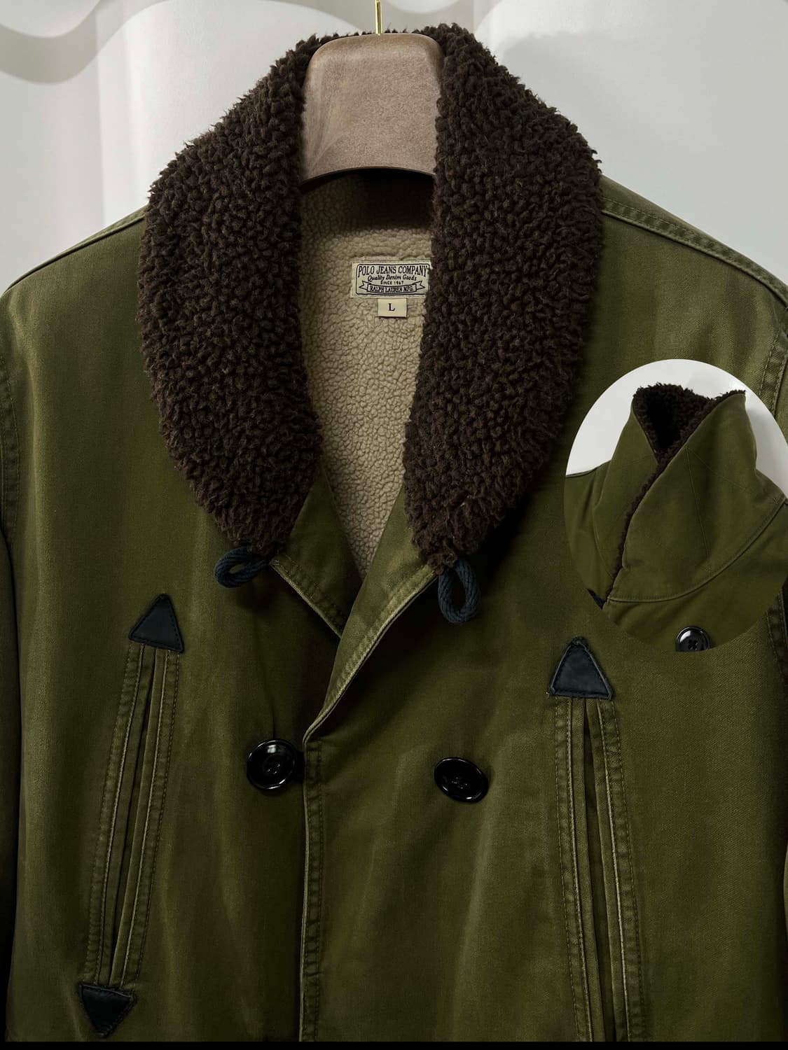폴로 랄프로렌 디스트레스드 올리브 시어링 매키노 쉐르파 데크자켓 상품이미지4