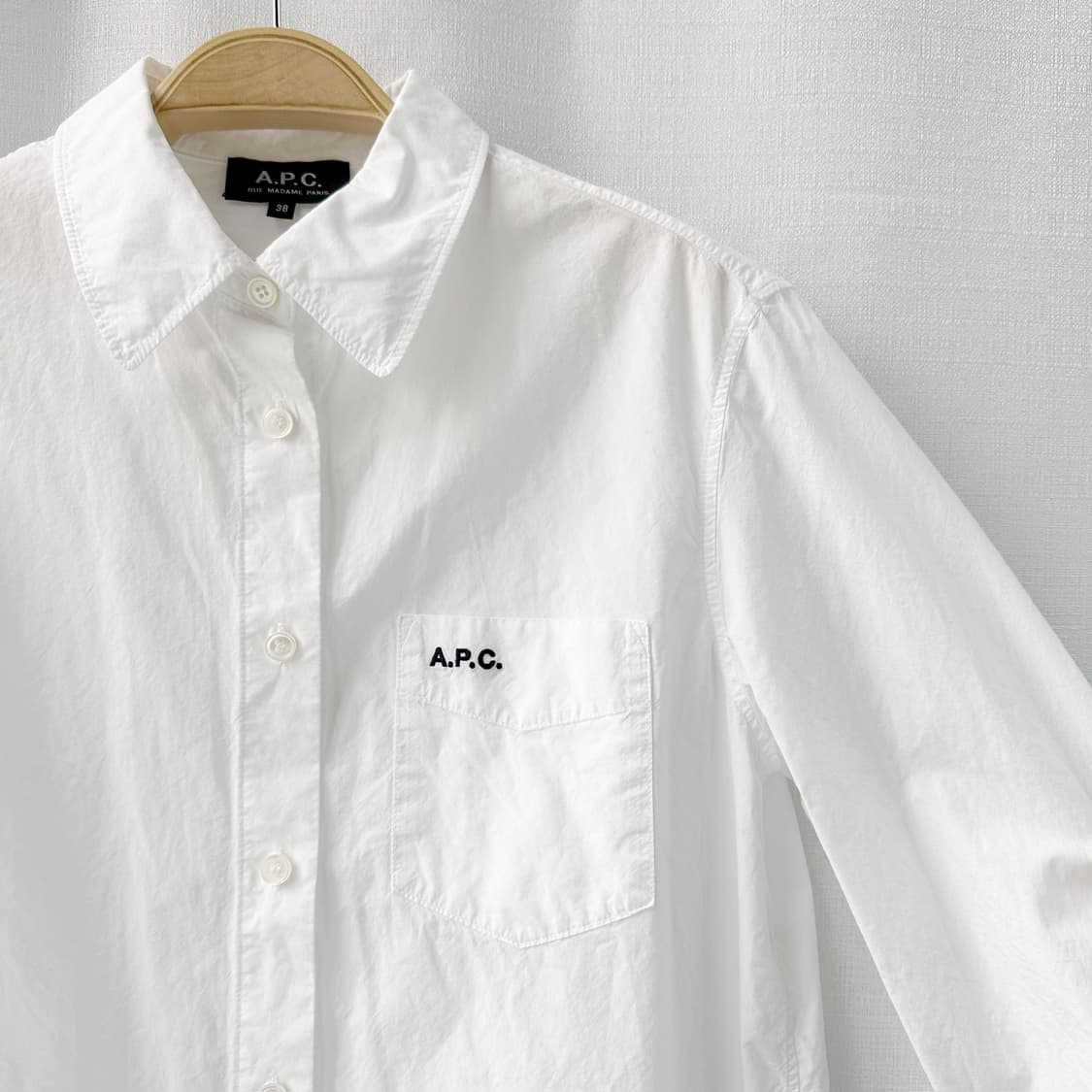 A.P.C. 아페쎄 포켓 자수 긴팔 셔츠 화이트 38 상품이미지6