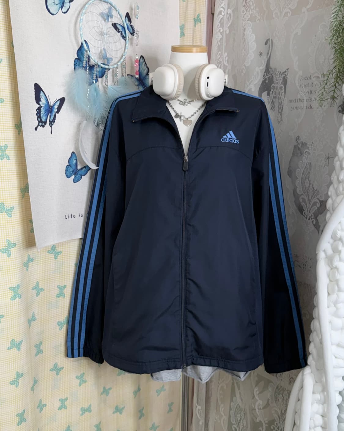 아디다스 네이비 & 블루 오버핏 바람막이 상품이미지3