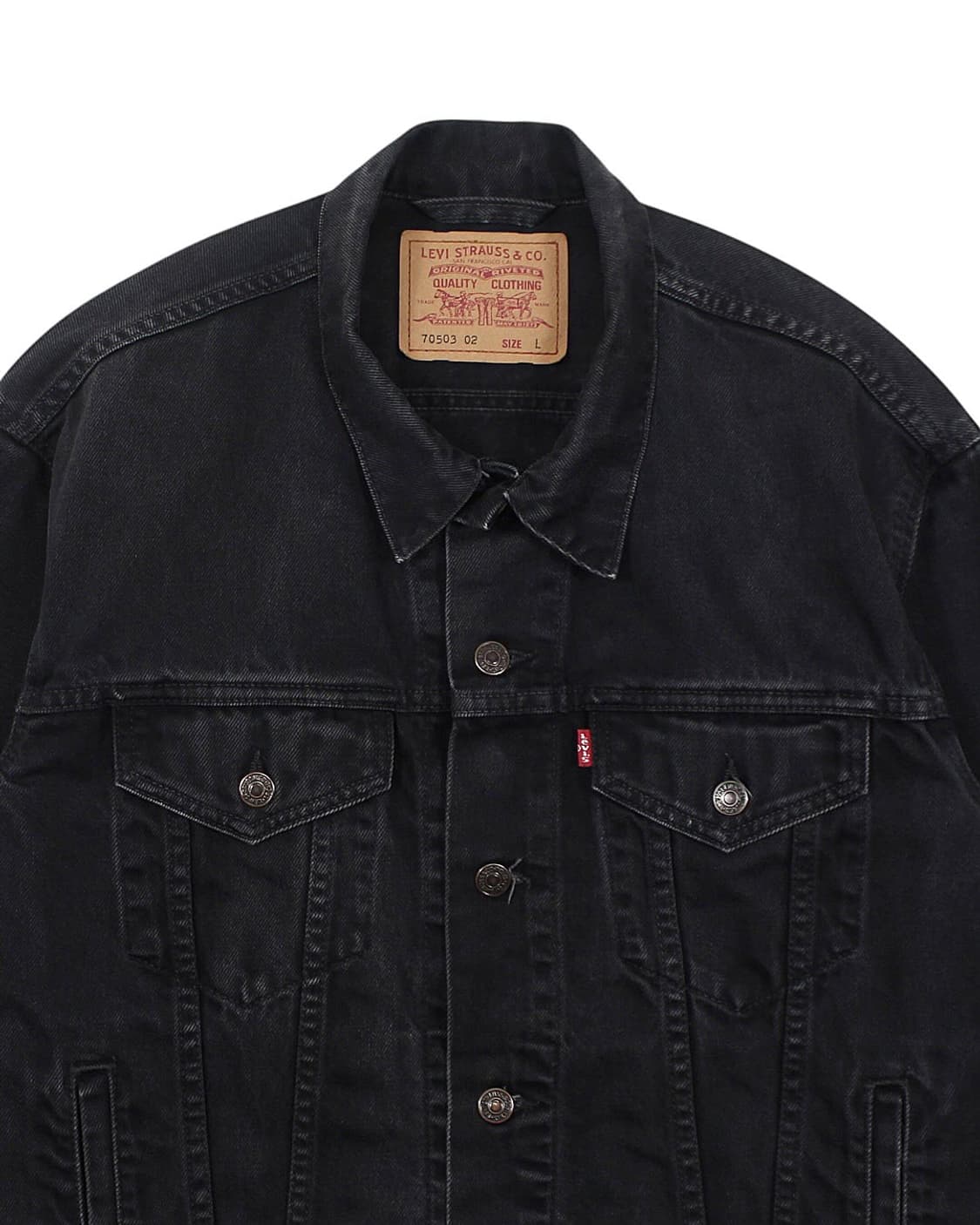 1995 유로 리바이스 70503-0285 블랙 데님 트러커 자켓 빈티지 상품이미지4