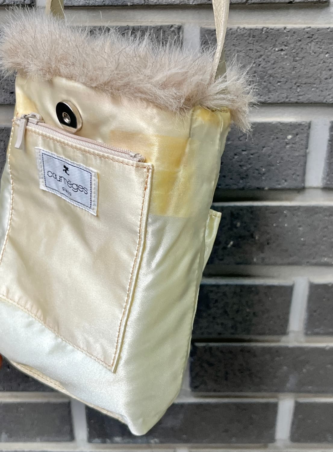 90s Courreges 꾸레쥬 로고 퍼 트리밍 백 상품이미지10