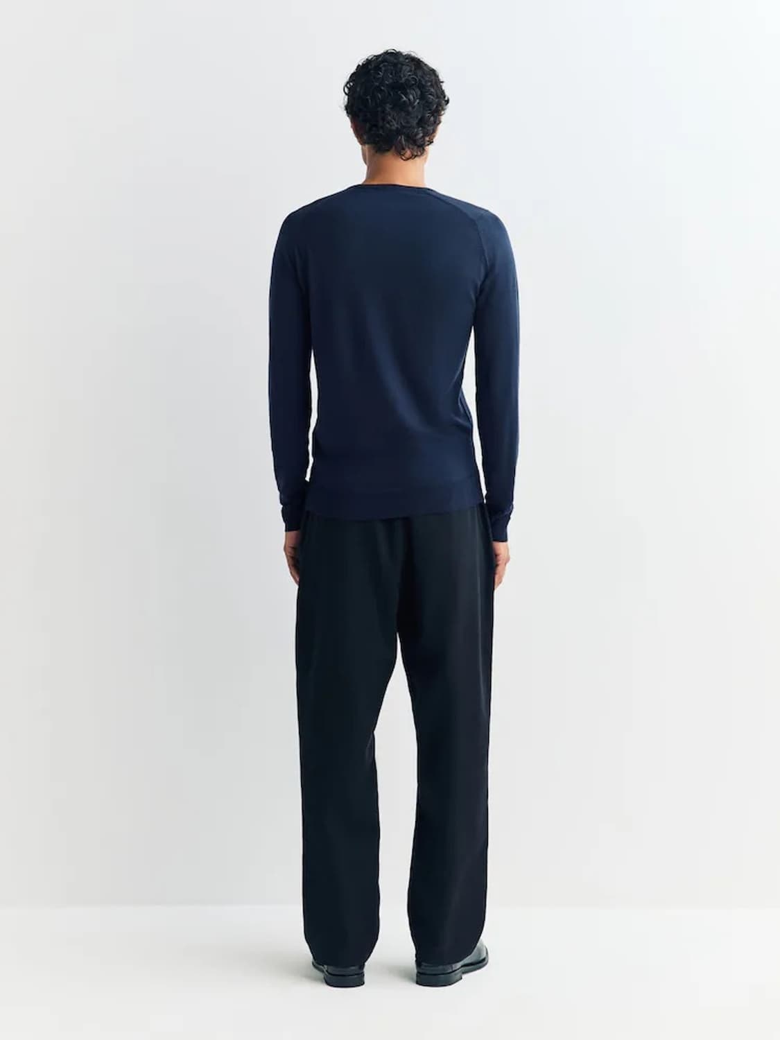 존스메들리 메리노울 텍스처 니트 네이비 L 상품이미지3