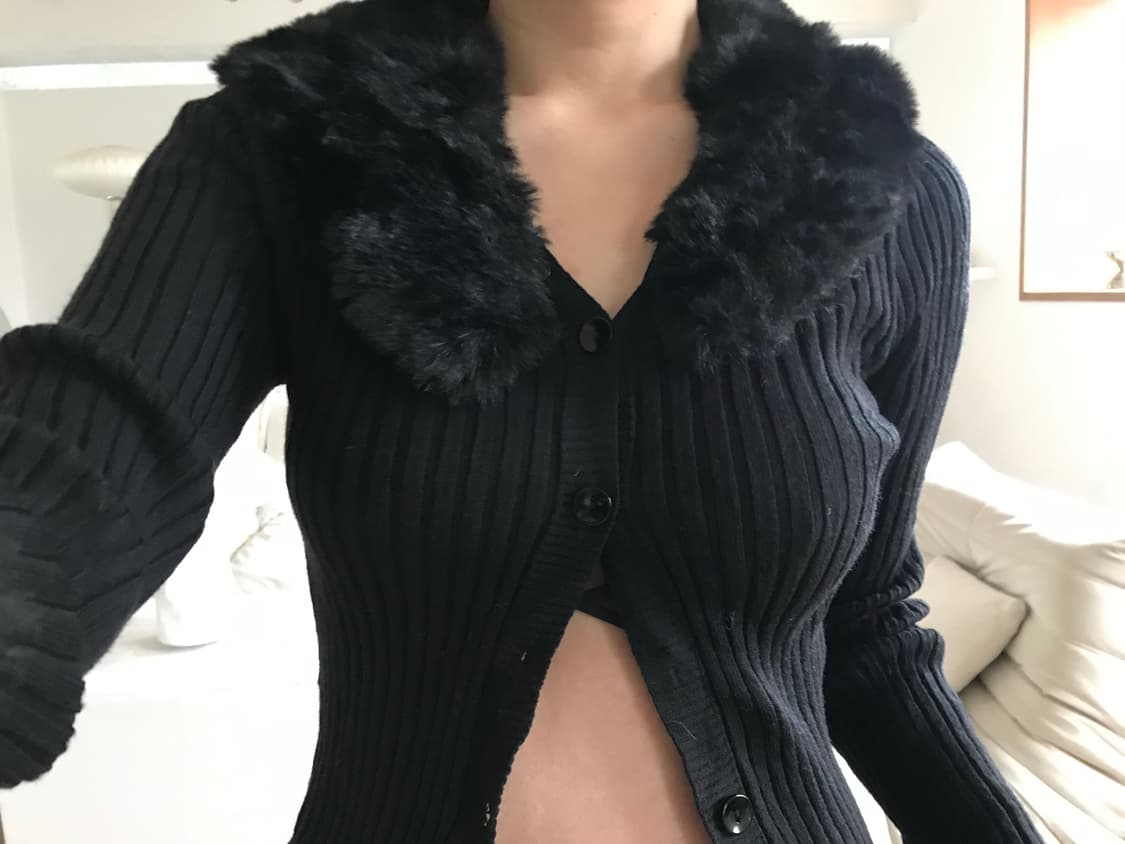 vintage black fur cardigan 상품이미지8