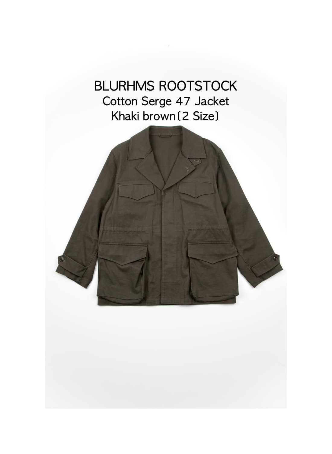 BLURHMS ROOTSTOCK 코튼 서지47 자켓 카키브라운 상품이미지1