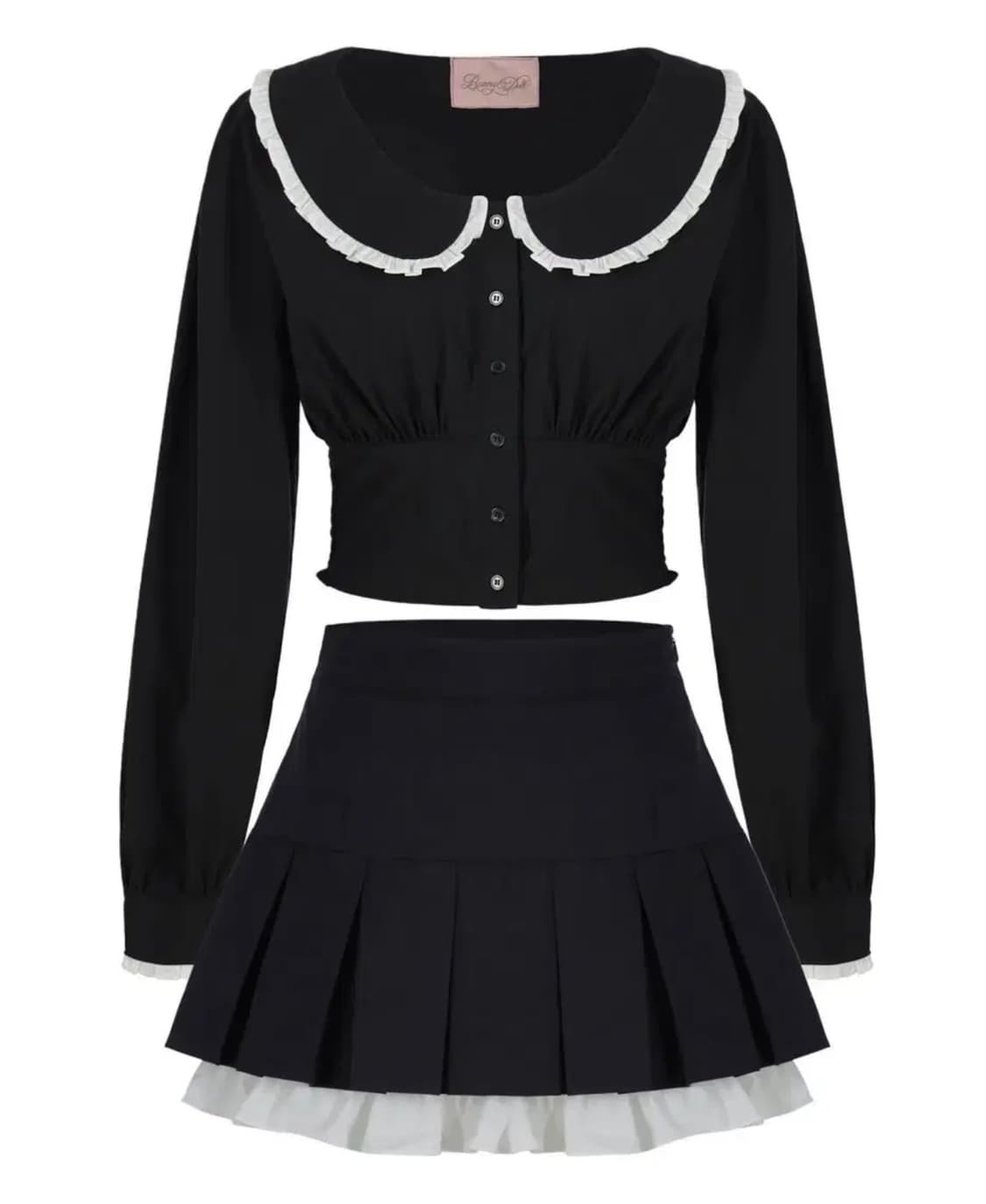 텍O 새상품) 버니앤돌 캔디돌 셋업 블랙 블라우스 스커트 워니하우스 슈 상품이미지1