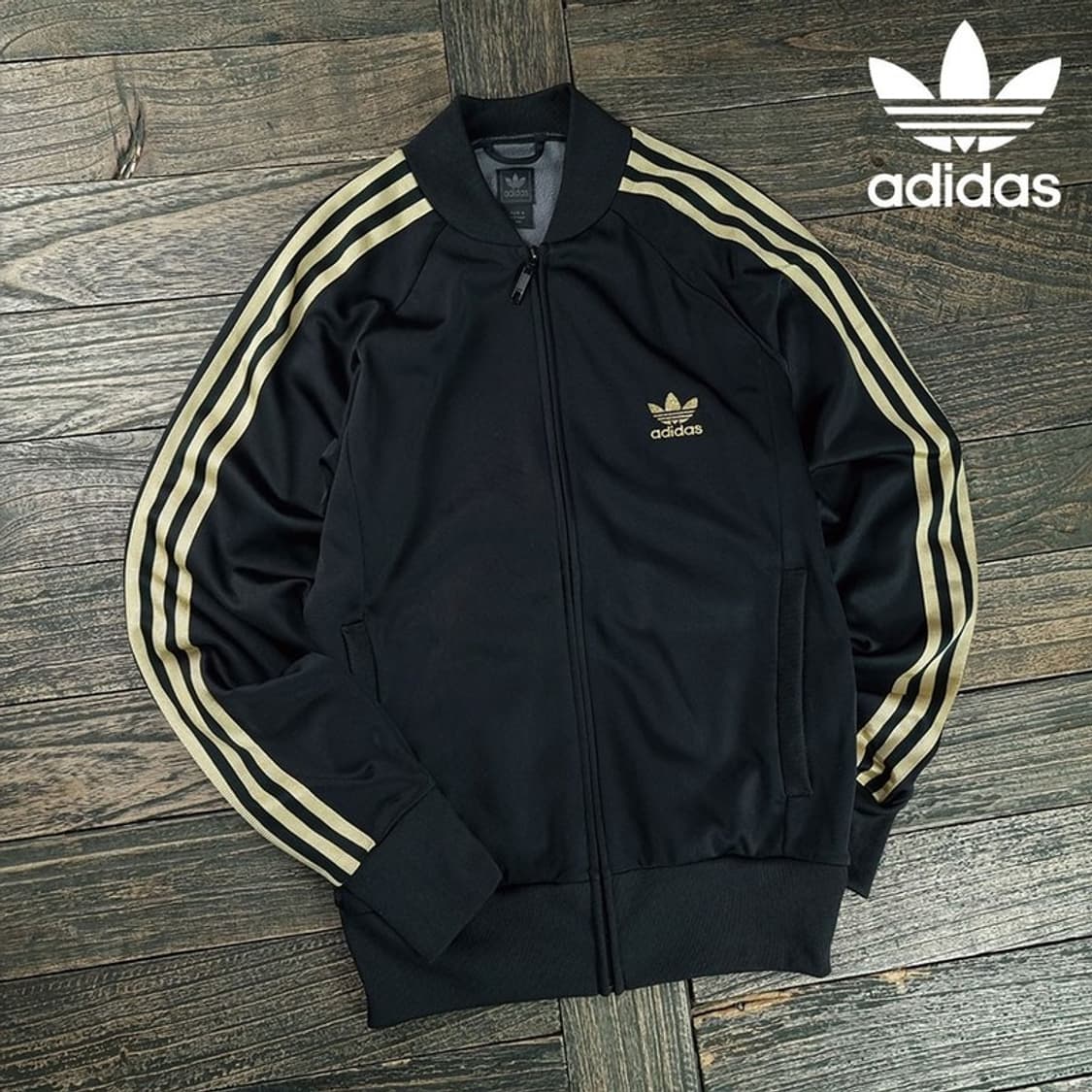 [아디다스] 슈퍼스타 져지 트랙탑 집업 자켓 블랙 골드 M19202 상품이미지1