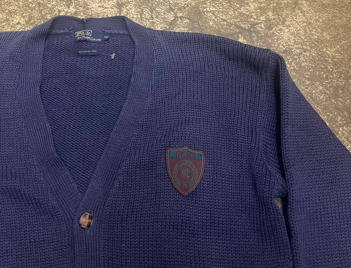 90s 폴로 랄프로렌 방패로고 네이비 니트 가디건 상품이미지5