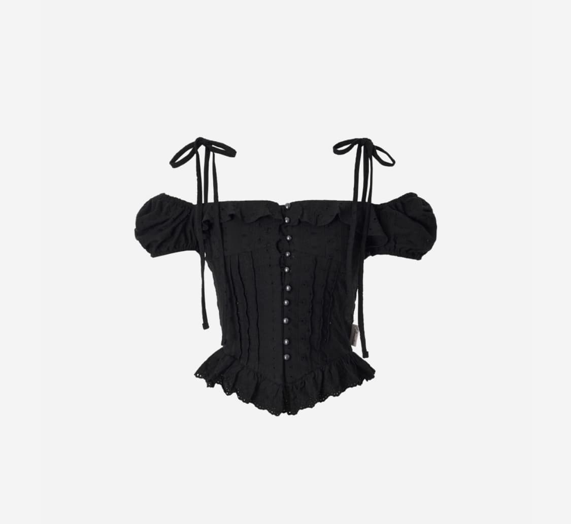 새상품 뉴얼린 로제2 오프숄더 핀턱 레이스 블라우스 S 상품이미지1