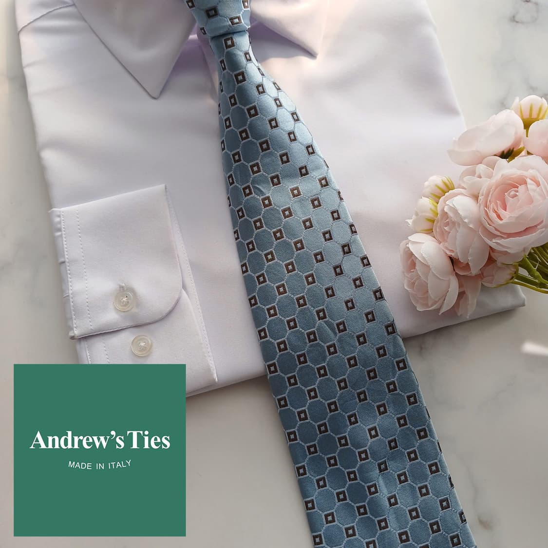 앤드류스타이 실크 스카이블루 자카드 넥타이 9.6cm A등급 A18698 상품이미지1
