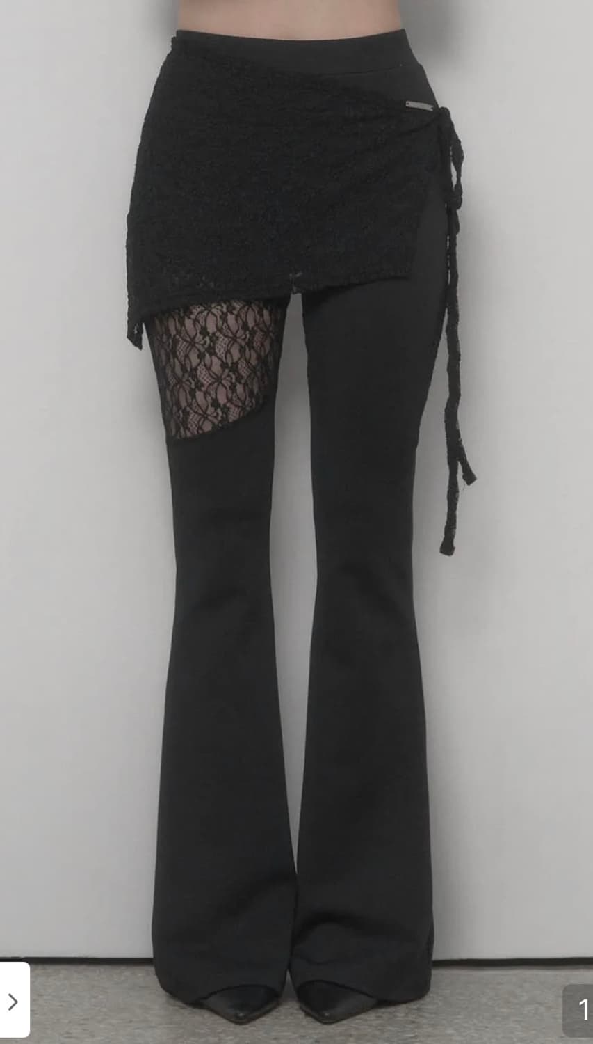 에트오소메 시스루 레이스 랩 부츠컷 팬츠 상품이미지1