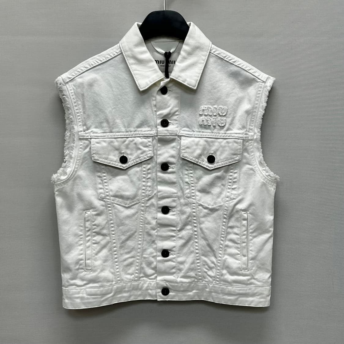 미우미우 로고 코튼 데님 조끼 ( 55 ) 상품이미지1