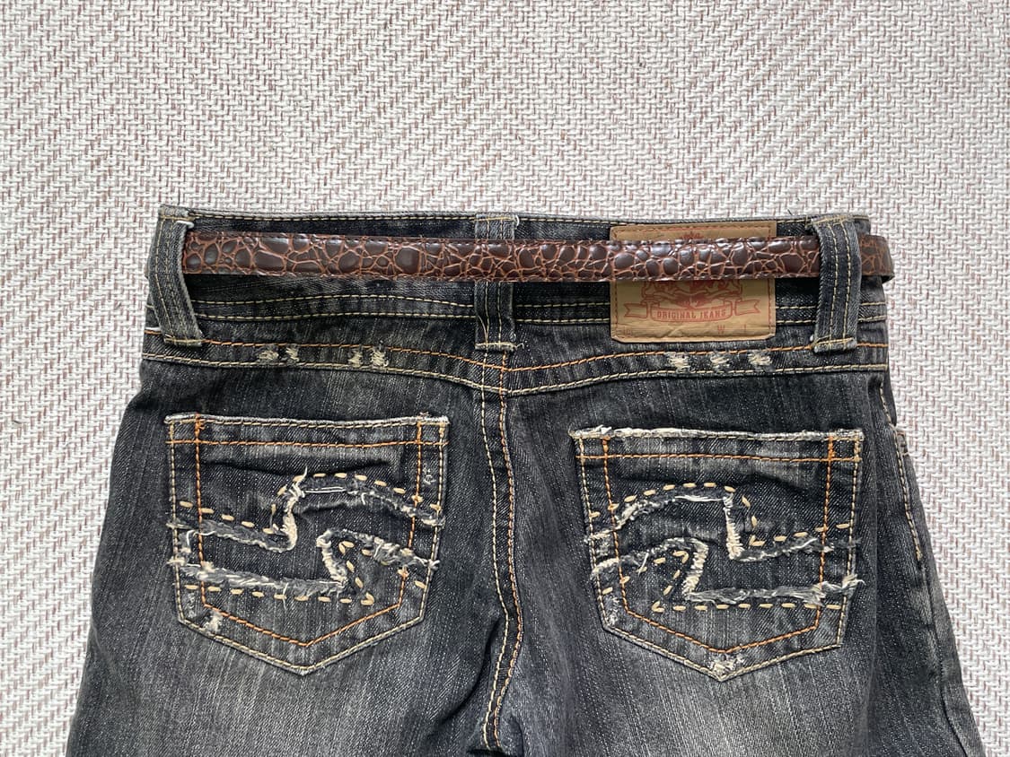 빈티지 크로커다일 슬림 레더 벨트 상품이미지3