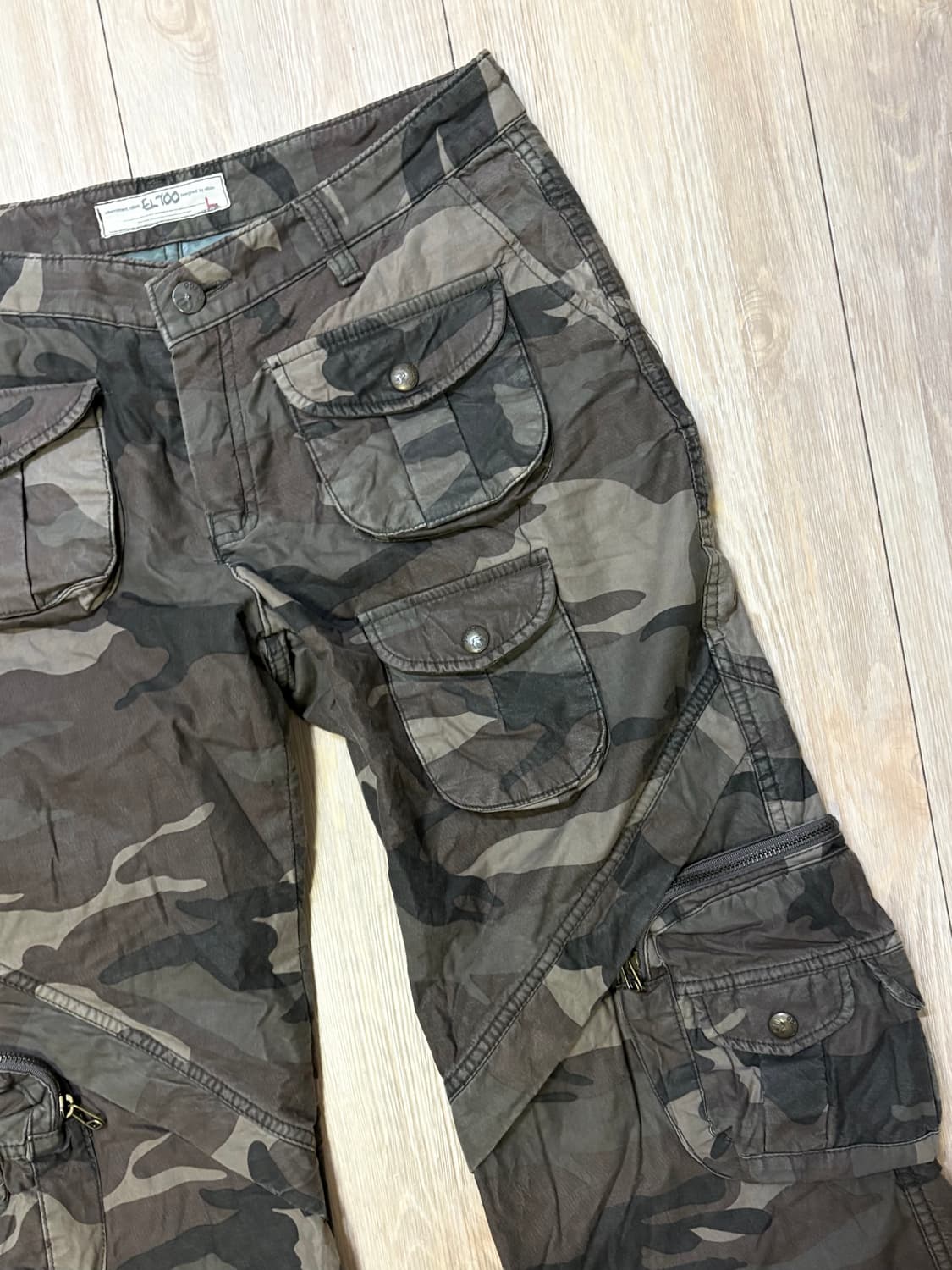 카모 와이드 플레어 부츠컷 카고 팬츠 상품이미지2