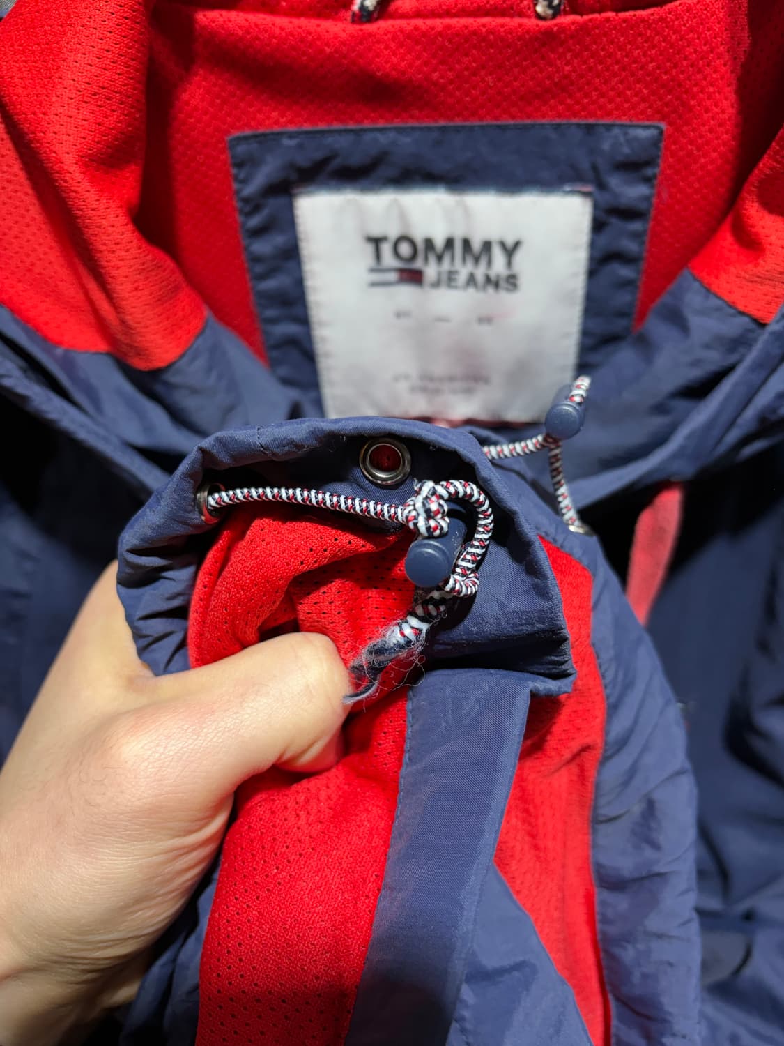 XL 타미힐피거 진스 박스로고 배색 네이비 후드 바람막이 상품이미지7