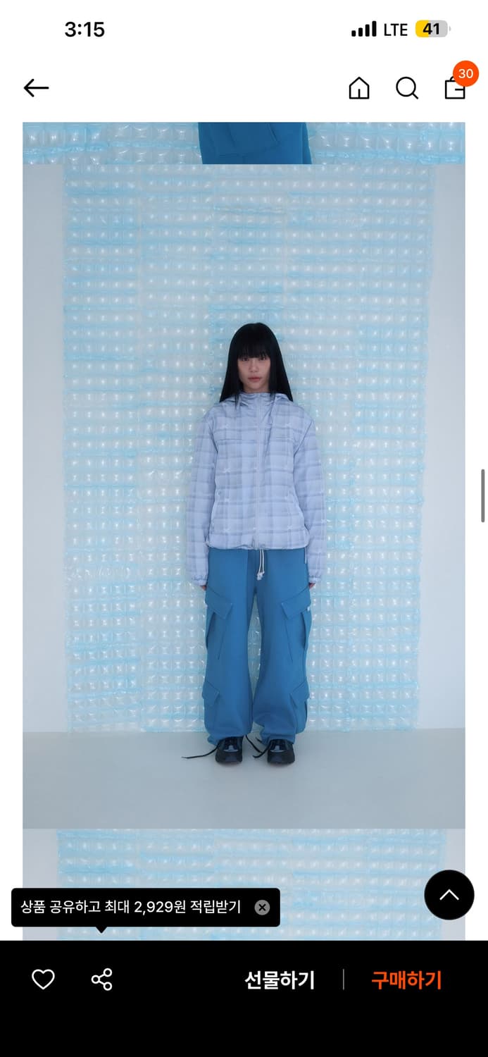서서 X+ check padded jumper (skyblue) 상품이미지2