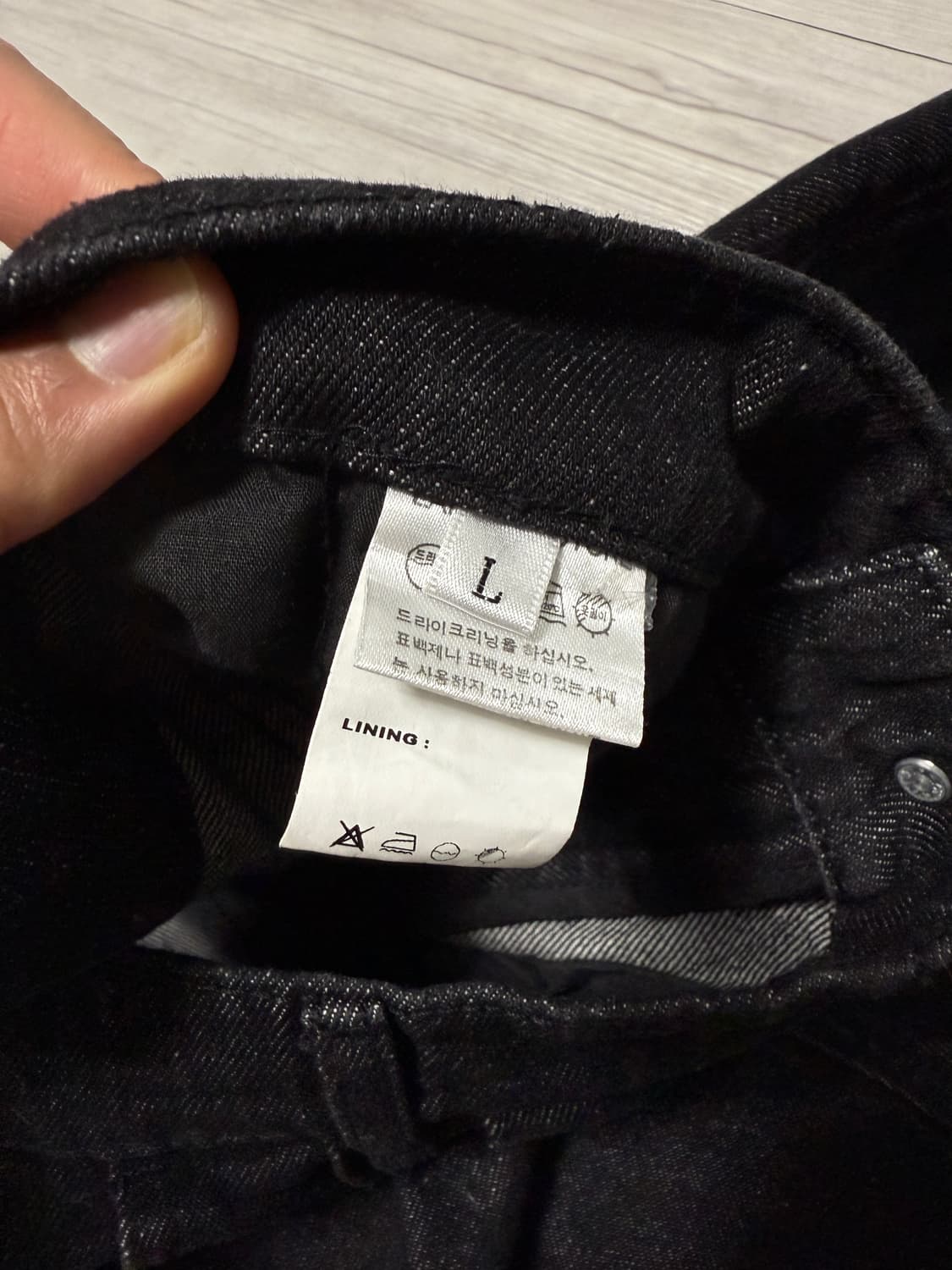 [L] 라퍼지스토어 버뮤다 원턱 워싱 팬츠 블랙 데님 상품이미지2