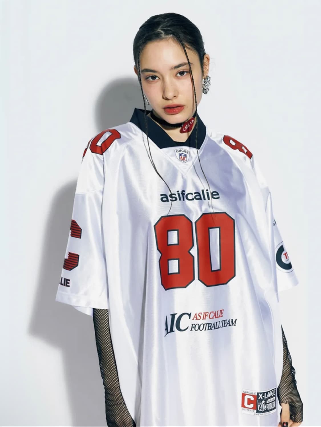 에즈이프 캘리 풋볼 저지 반팔 티셔츠 화이트 상품이미지1