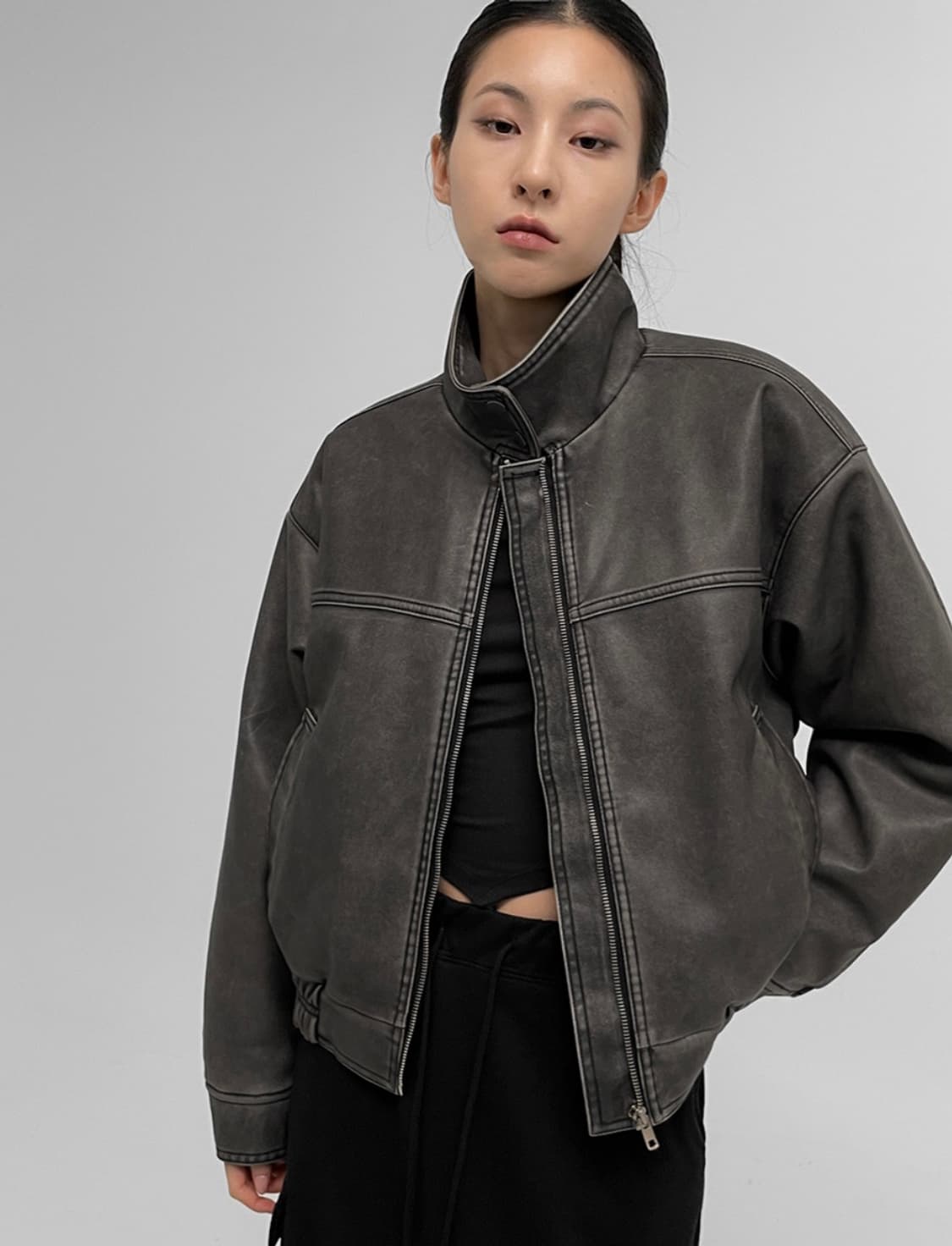 블랙업 레더 점퍼 상품이미지2