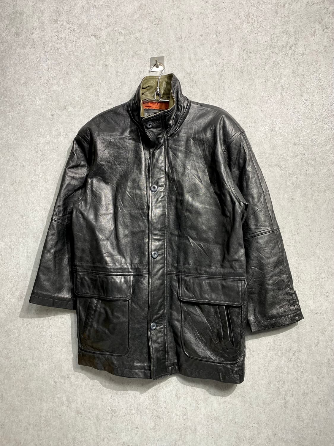 [M] 90s EDIMANGIARE 양가죽 사파리 레더코트 상품이미지1