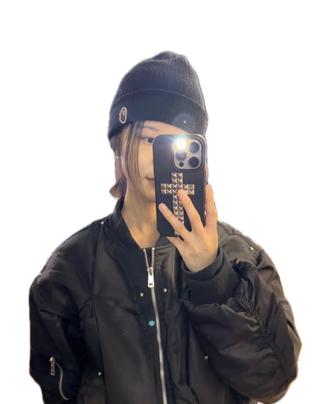 베이프 사루 원포인트 니트 캡 블랙  상품이미지3